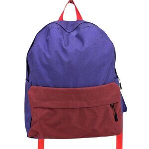J. Stark Canvas Backpack Purple Brick Red Colorblock Laptop Bag 16"